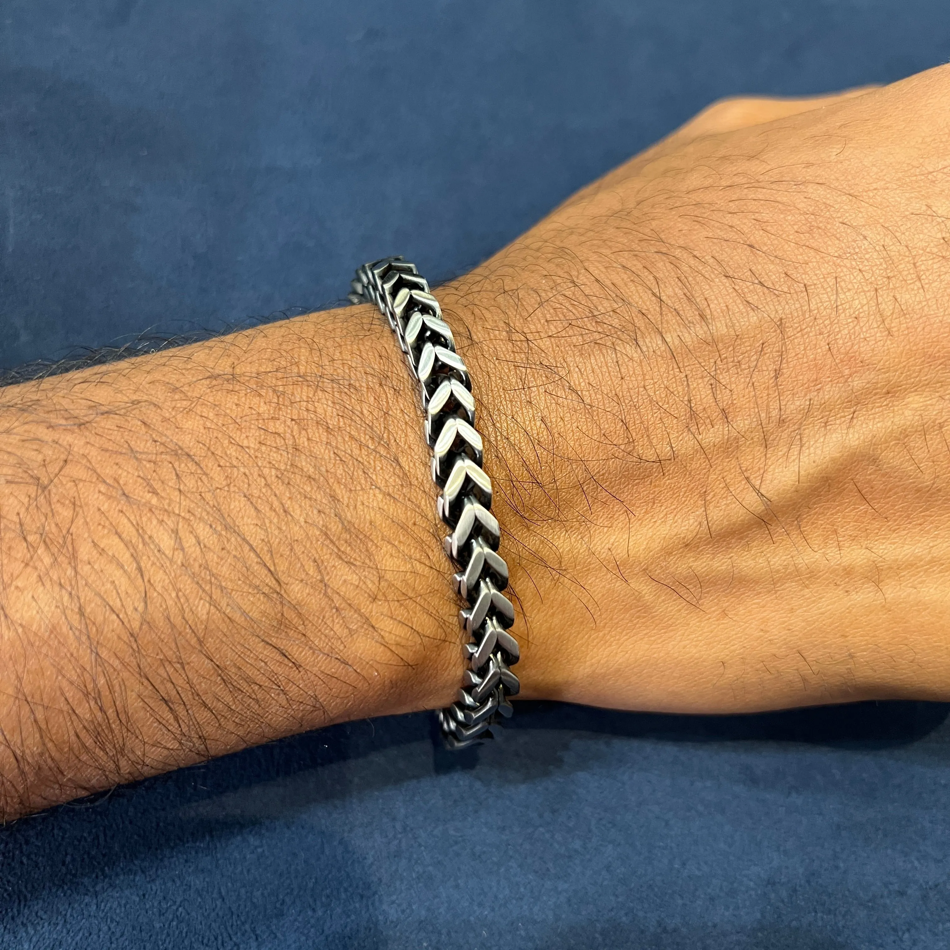 Italgem Stainless Steel Black Plated (6.6mm) Square Franco Bracelet