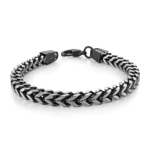 Italgem Stainless Steel Black Plated (6.6mm) Square Franco Bracelet