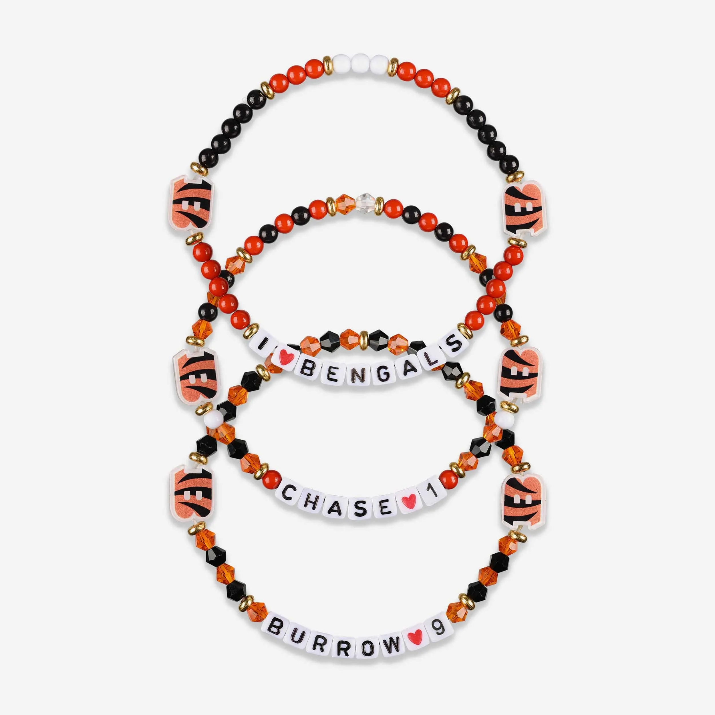 Joe Burrow & Ja'Marr Chase Cincinnati Bengals 3 Pack Player Friendship Bracelet