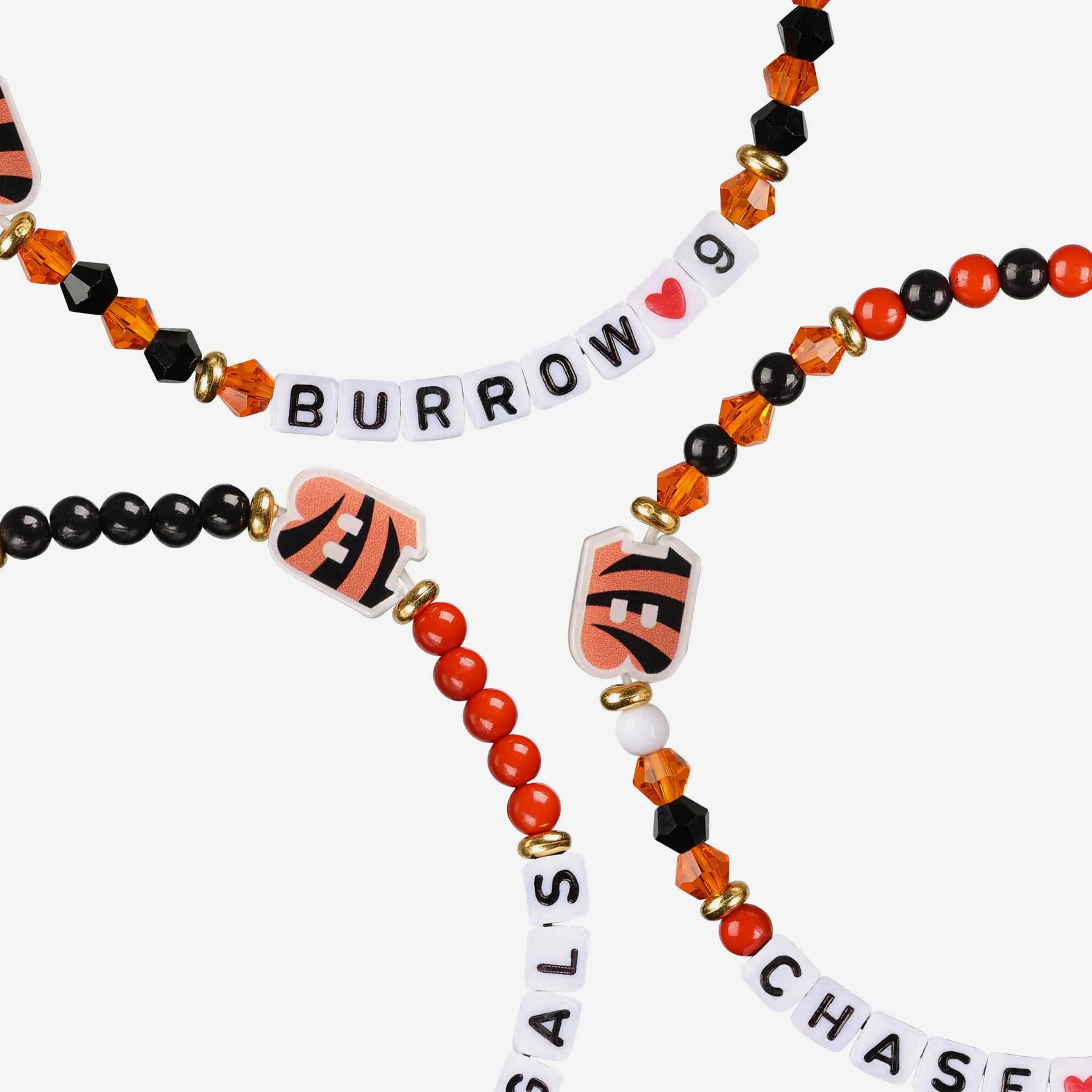 Joe Burrow & Ja'Marr Chase Cincinnati Bengals 3 Pack Player Friendship Bracelet