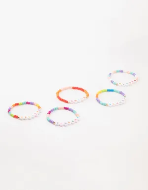 Kids Rainbow  Beaded Stretch Bracelet Pack