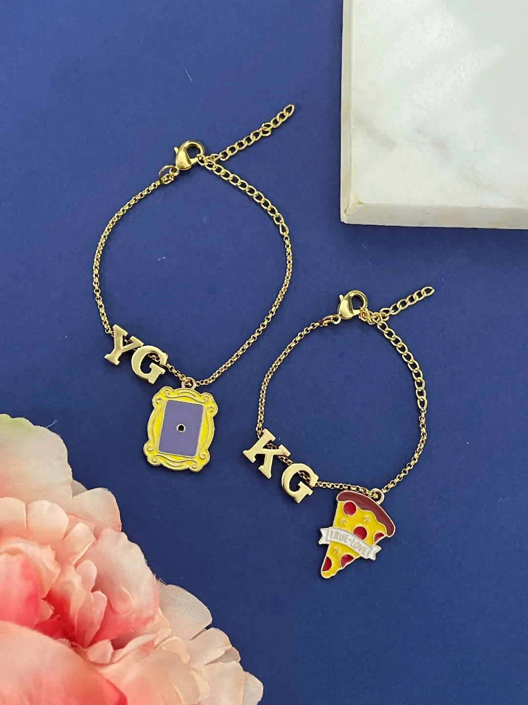 Kids Rakhi | Custom Gold-Plated Personalized Name Rakhi Bracelets With Charms