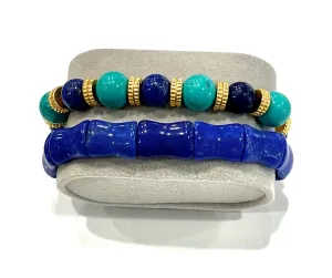 Lapis Lazuli & Turquoise Gemstone Bracelet Stack