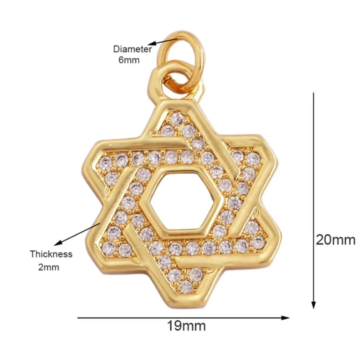 Large Modern Magen David Charm