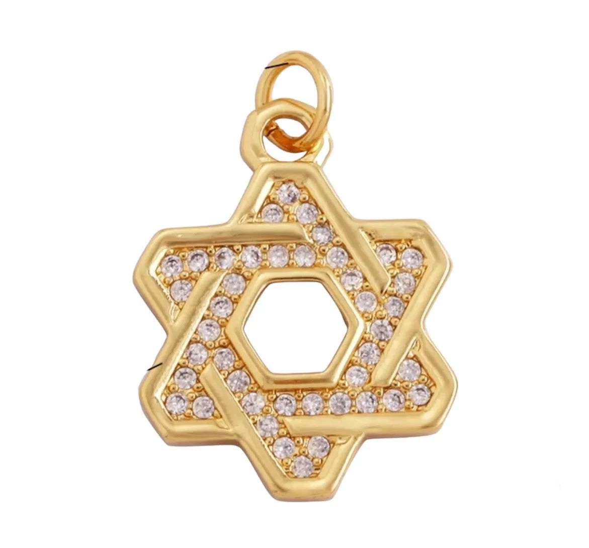 Large Modern Magen David Charm