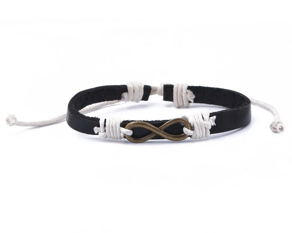 Leather Bracelet Brass infinity brown