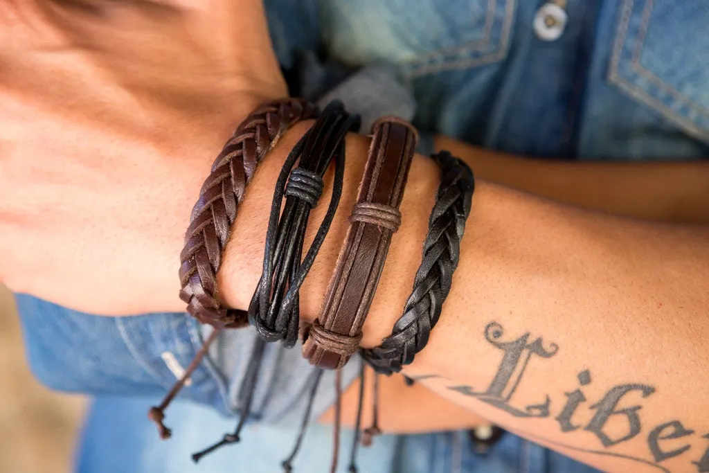 leather bracelet multistrand - moonless night