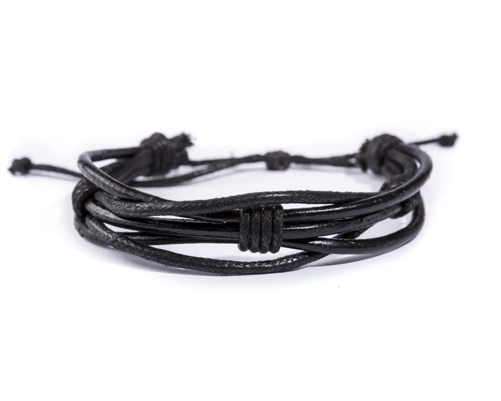 leather bracelet multistrand - moonless night