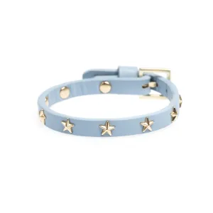 LEATHER STAR STUD BRACELET MINI LIGHT BLUE
