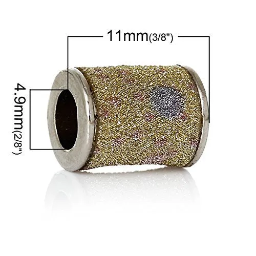 Lemon Yellow Glitter Colunm/Cylinder Charm Bead