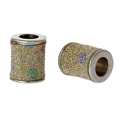 Lemon Yellow Glitter Colunm/Cylinder Charm Bead