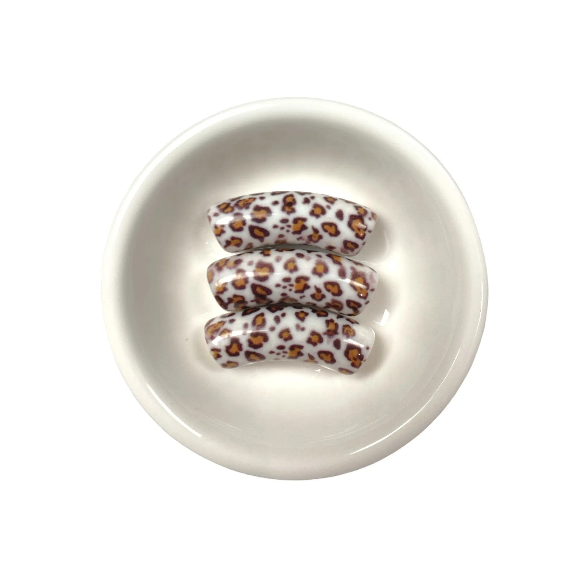 Leopard Tube beads- 10mm (12mm) Fall Animal print Acrylic Beads, Curved Tube Beads, Resin , Bracelet Bangle Tube Bead Waterproof Bangle