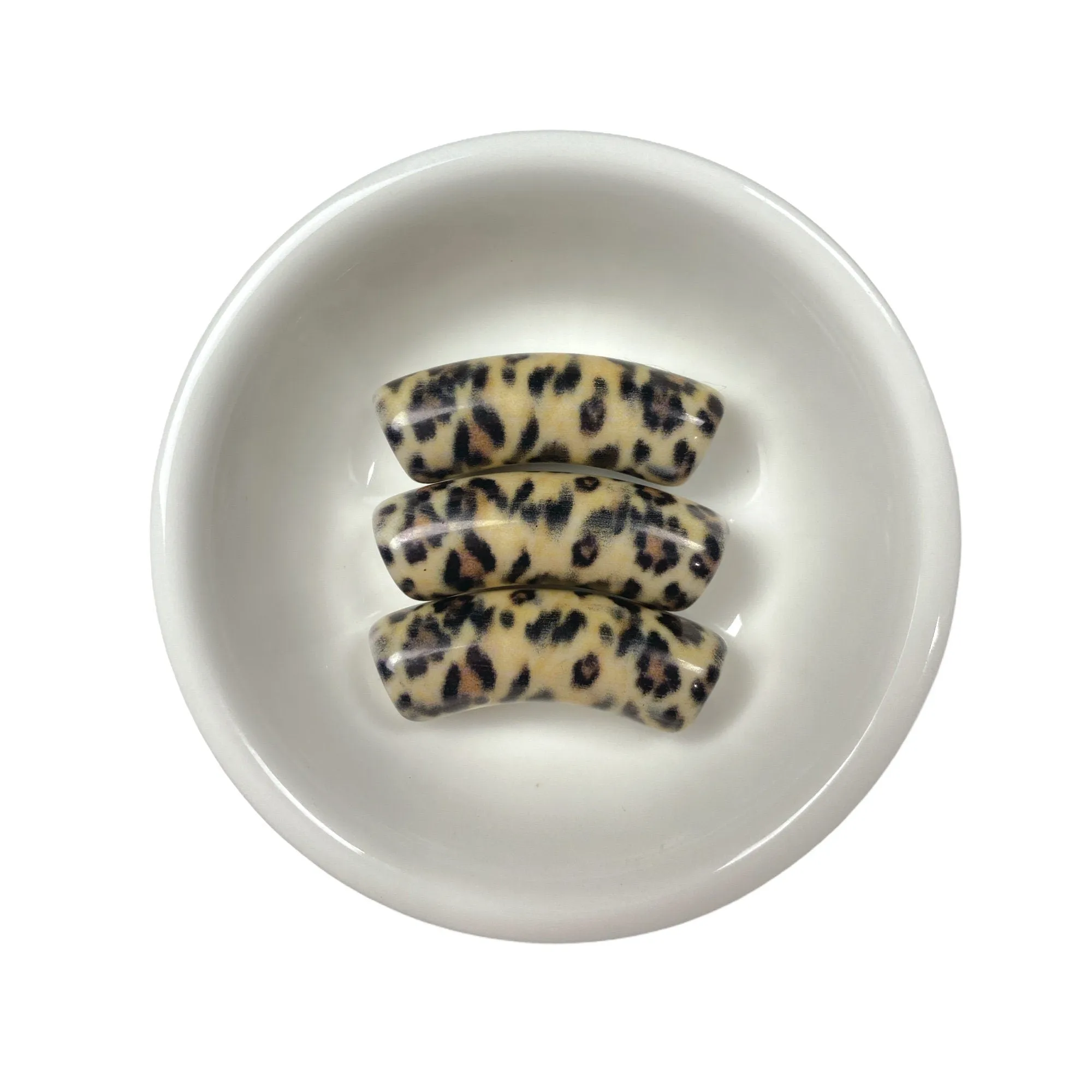 Leopard Tube beads- 10mm (12mm) Fall Animal print Acrylic Beads, Curved Tube Beads, Resin , Bracelet Bangle Tube Bead Waterproof Bangle