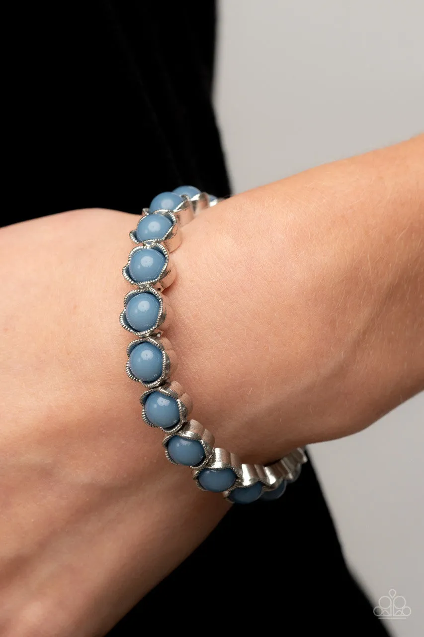 Let's Be Buds Blue Bead Flower Paparazzi Stretchy Bracelet