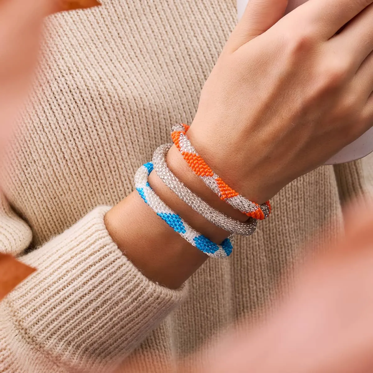 Light Clouds | Himalayan Glass Bead Bracelet