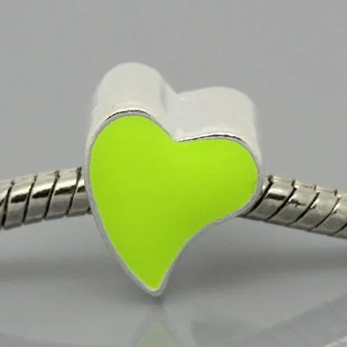 Love Heart Charm yellow Bead for European Snake Chain charm bracelet