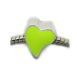 Love Heart Charm yellow Bead for European Snake Chain charm bracelet