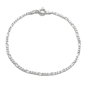Lovely Sterling Silver Figaro Link Chain Bracelet 2mm (050 Gauge)