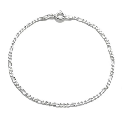 Lovely Sterling Silver Figaro Link Chain Bracelet 2mm (050 Gauge)
