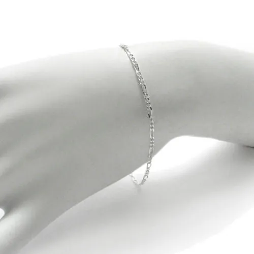 Lovely Sterling Silver Figaro Link Chain Bracelet 2mm (050 Gauge)