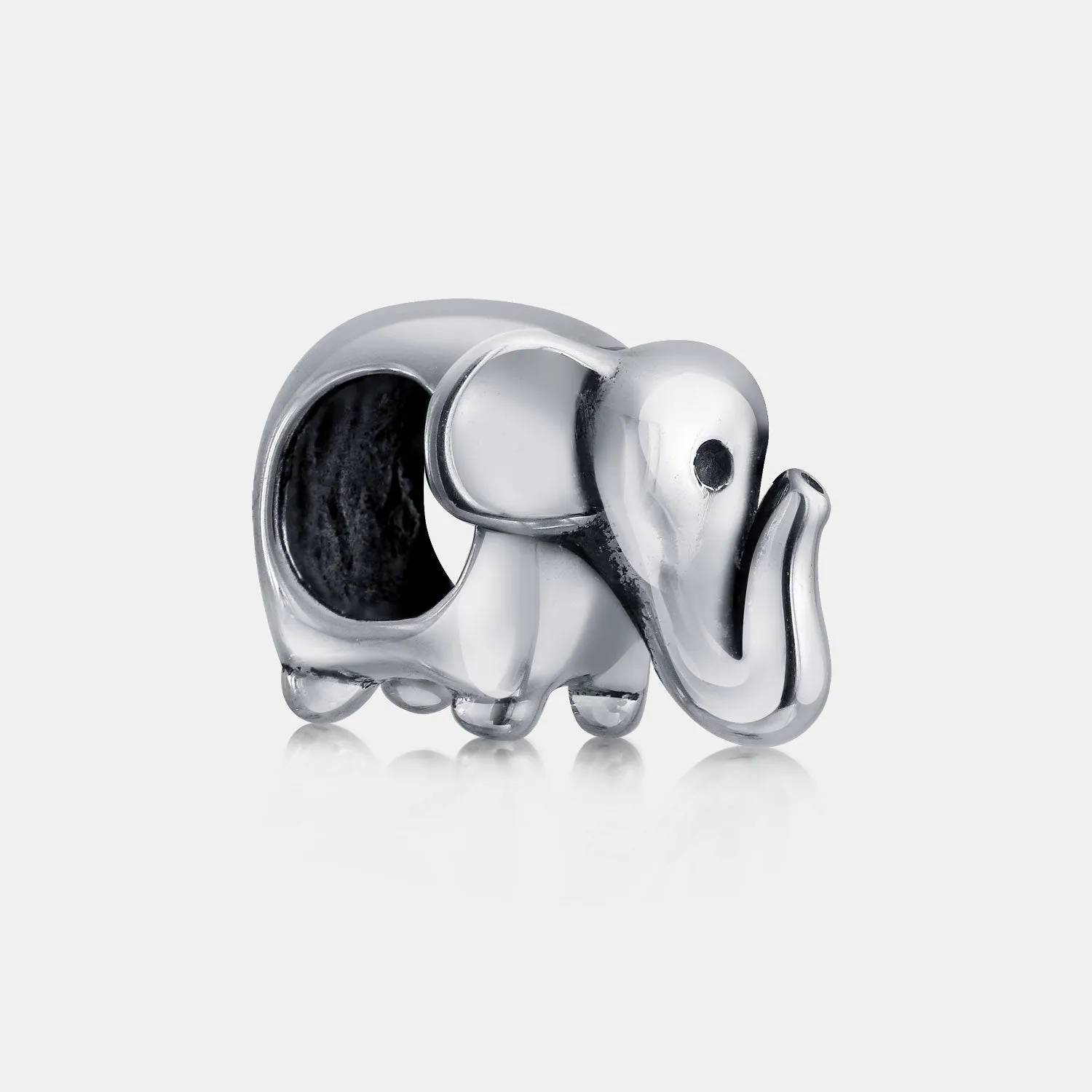 Lucky Elephant Charm Bead in Oxidized Sterling Silver for European Bracelets