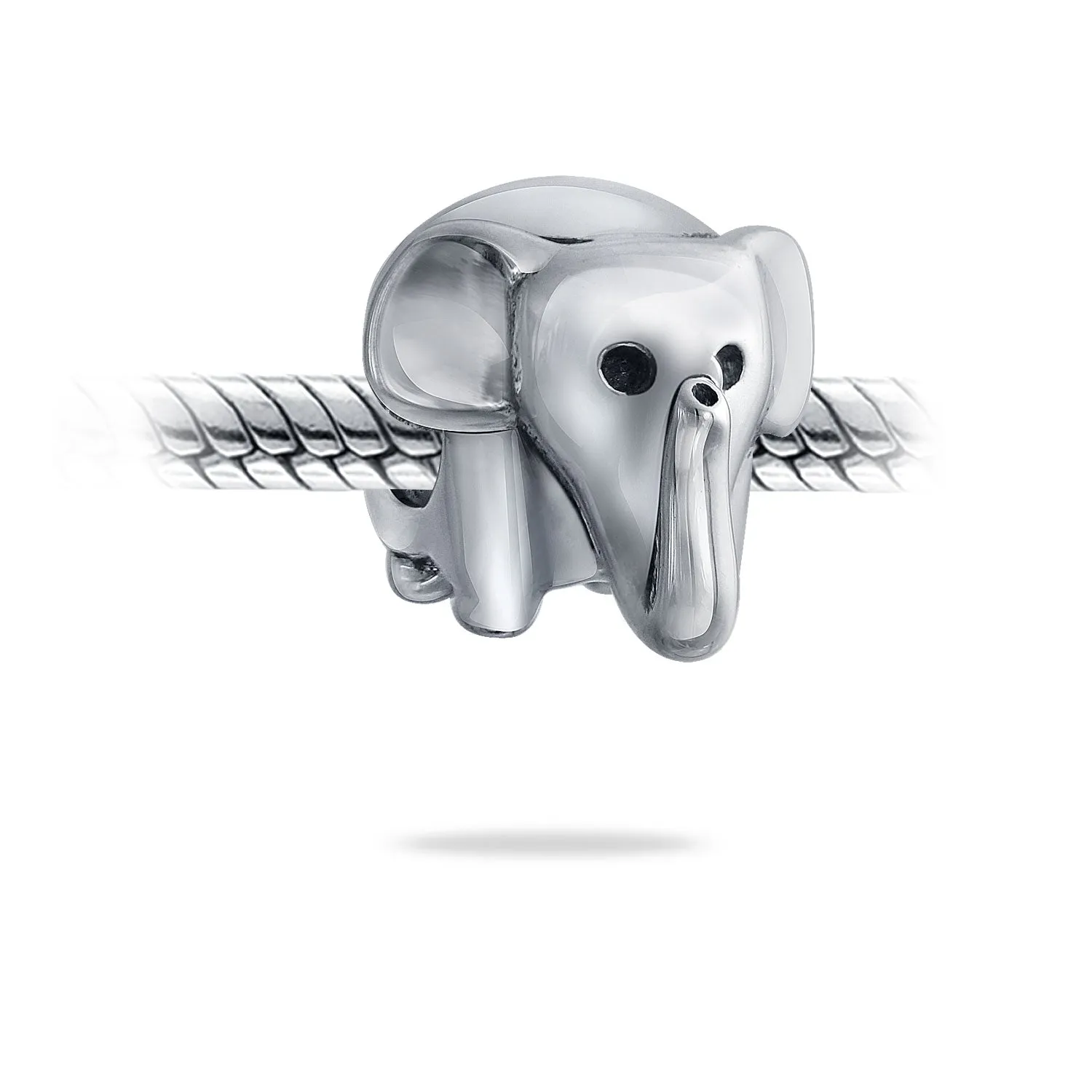 Lucky Elephant Charm Bead in Oxidized Sterling Silver for European Bracelets