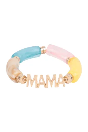 Mama Tubular Beads Resin Stretch Bracelet Light Multicolor - Pack of 6