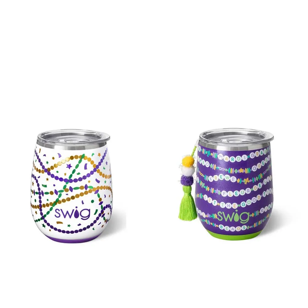 Mardi Gras Swig Stemless Wine Cup
