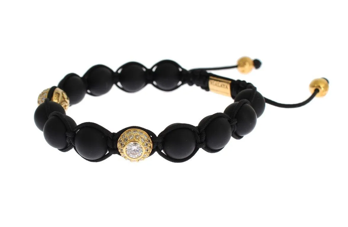 Matte Onyx CZ Gold 925 Silver Bracelet