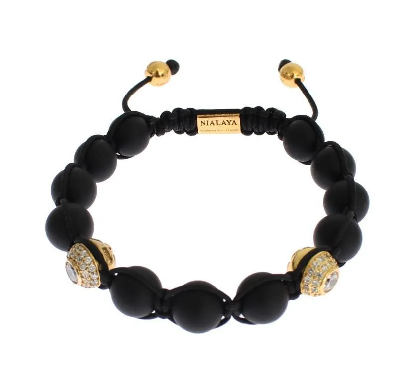 Matte Onyx CZ Gold 925 Silver Bracelet
