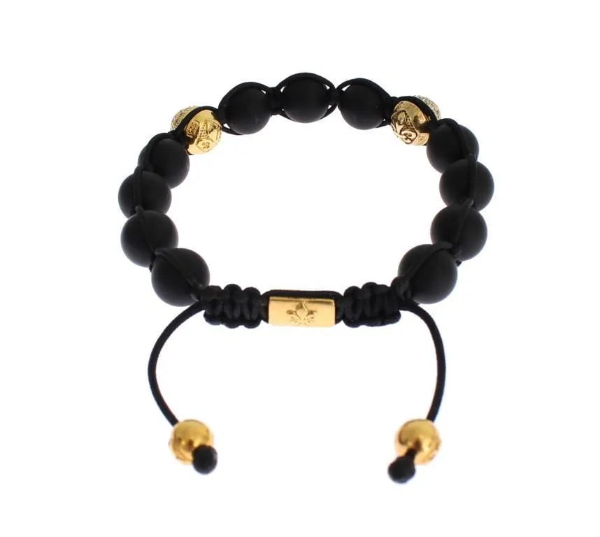 Matte Onyx CZ Gold 925 Silver Bracelet