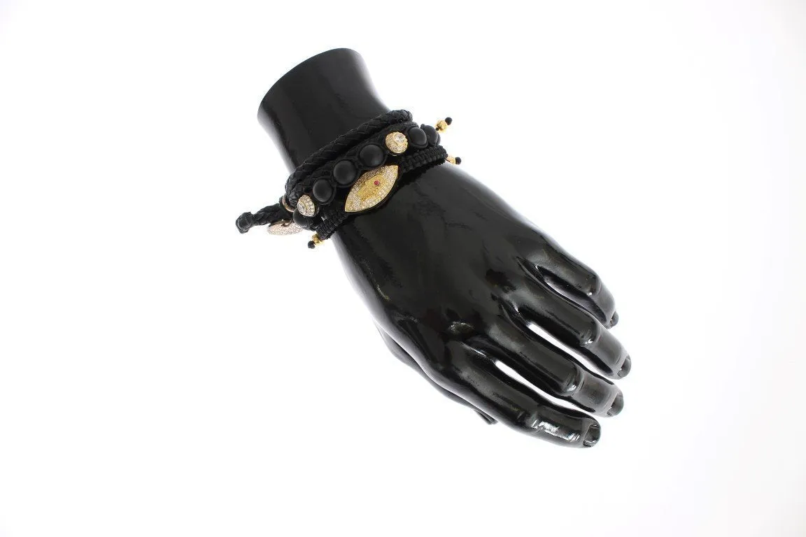 Matte Onyx CZ Gold 925 Silver Bracelet