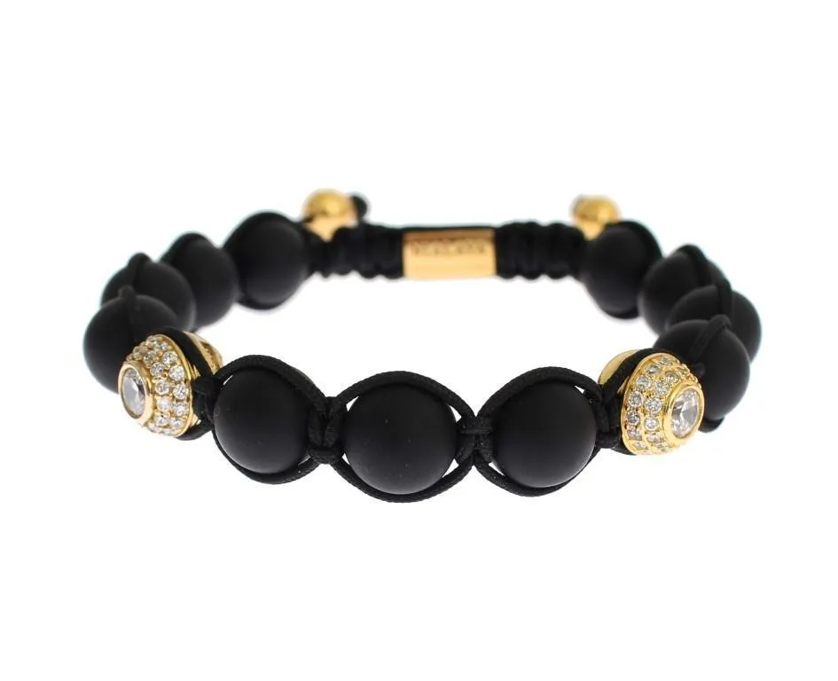 Matte Onyx CZ Gold 925 Silver Bracelet