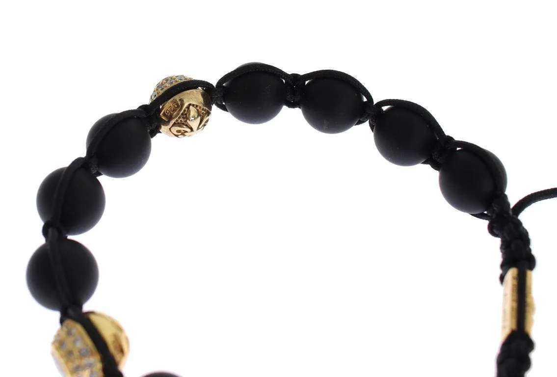 Matte Onyx CZ Gold 925 Silver Bracelet