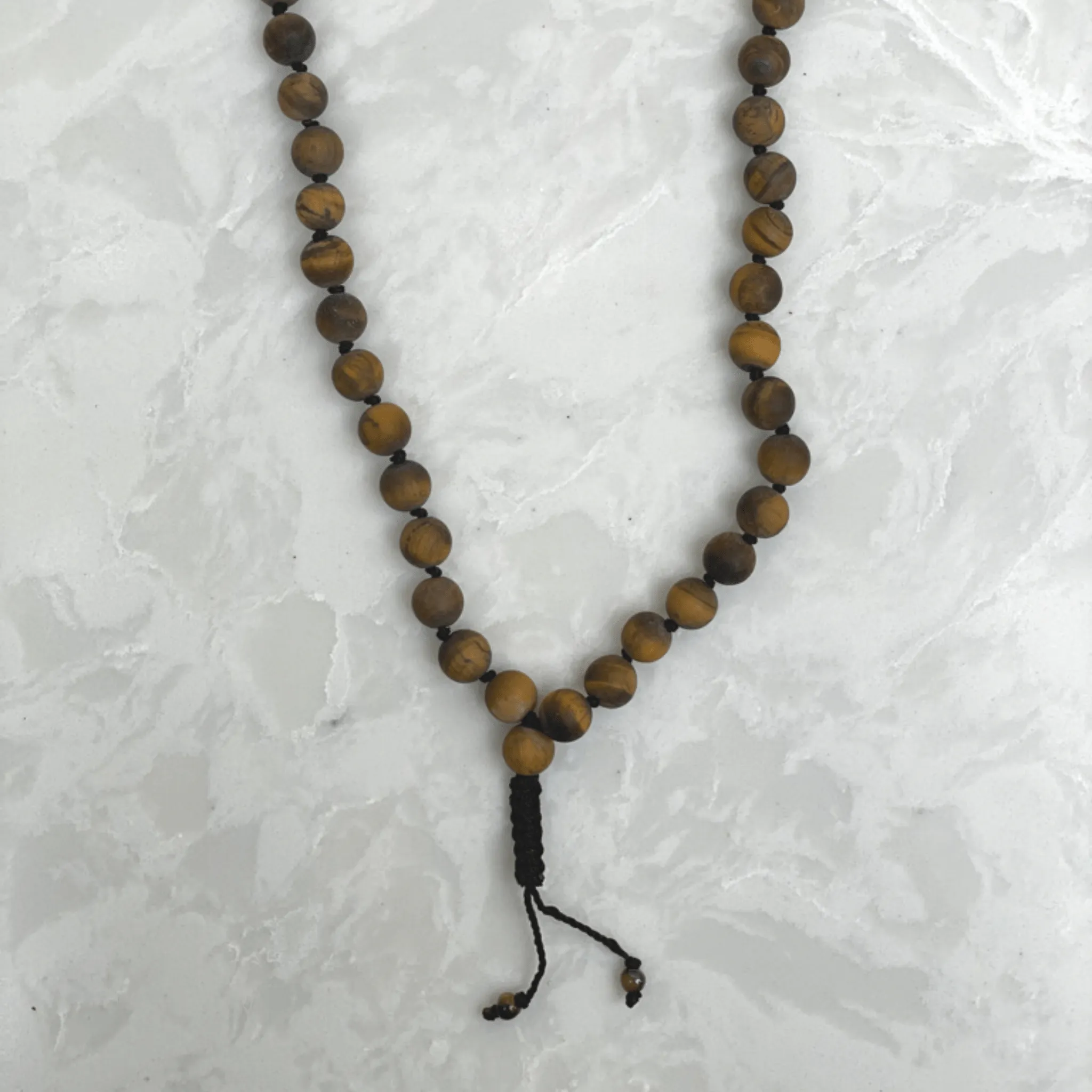 Matte Tiger Eye And Rudraksha Mala
