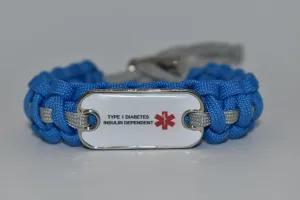 Medical ID Type 1 Diabetic Insulin Dependent Paracord Bracelet
