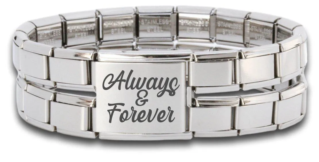 Megalink Engraved Italian Charm Bracelet