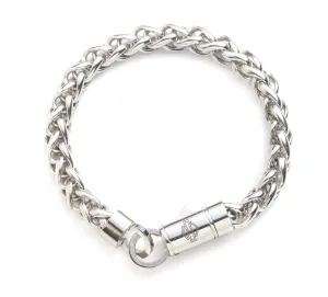 Men's 9" Bar and Shield Rope Chain Bracelet - Silver