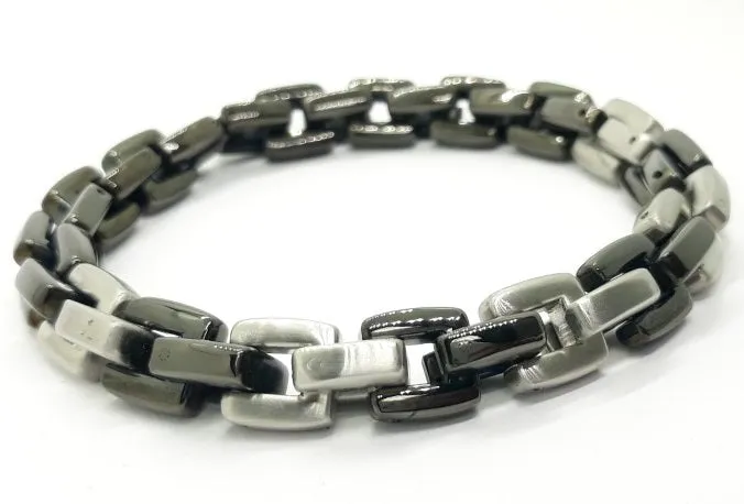 Men's Black Stainless Steel Link Bracelet
