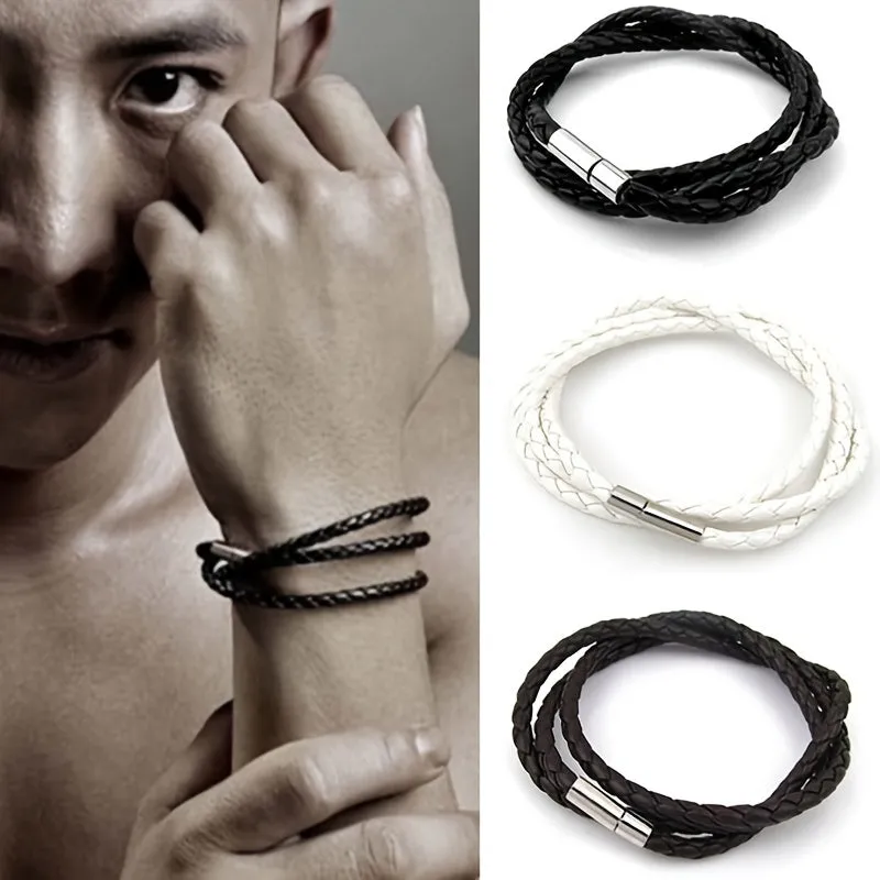 Men's Braided Leather Rope Bracelet