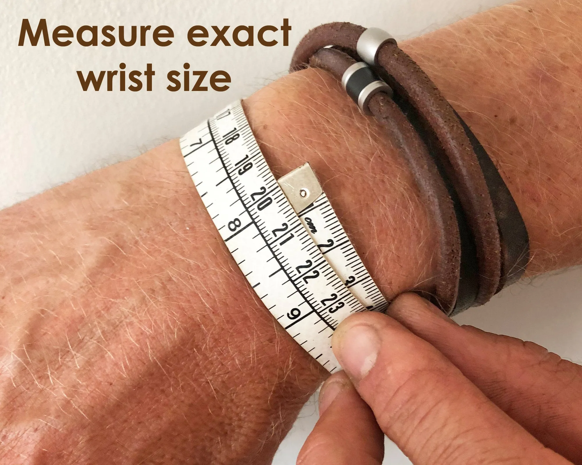 Men's Customisable Leather Bracelet with Beads
