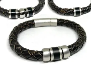 Men's Customisable Leather Bracelet with Beads