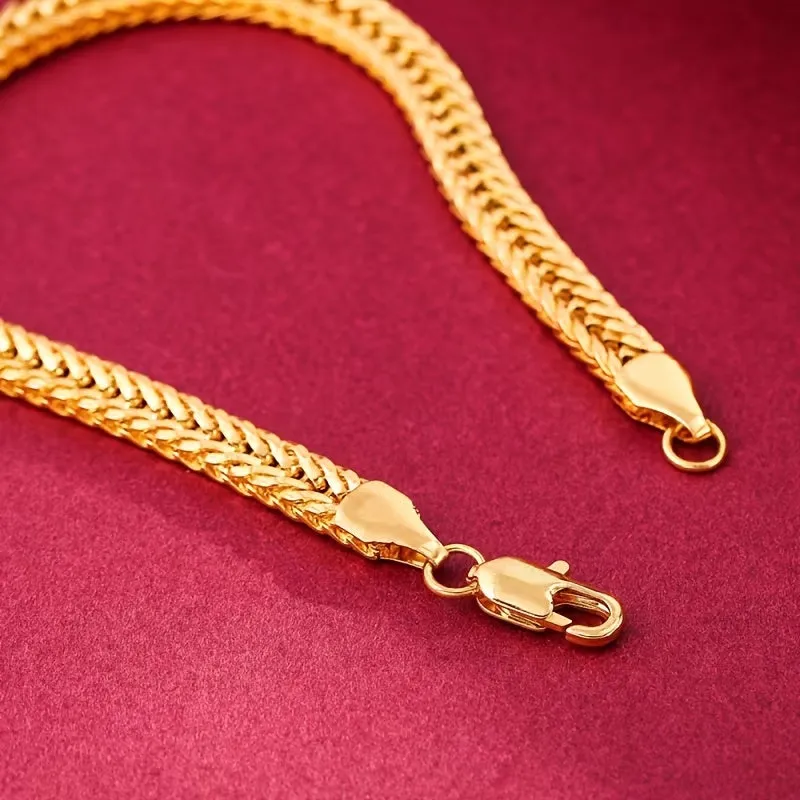 Men's Golden Tone Braided Metal Bracelet 8 Inches Stylish Accessory
