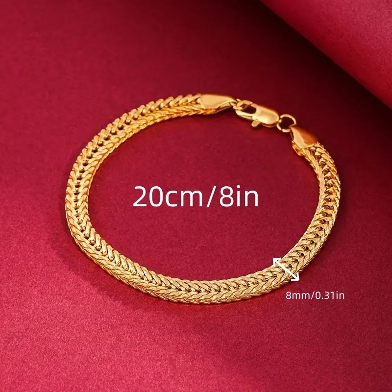 Men's Golden Tone Braided Metal Bracelet 8 Inches Stylish Accessory