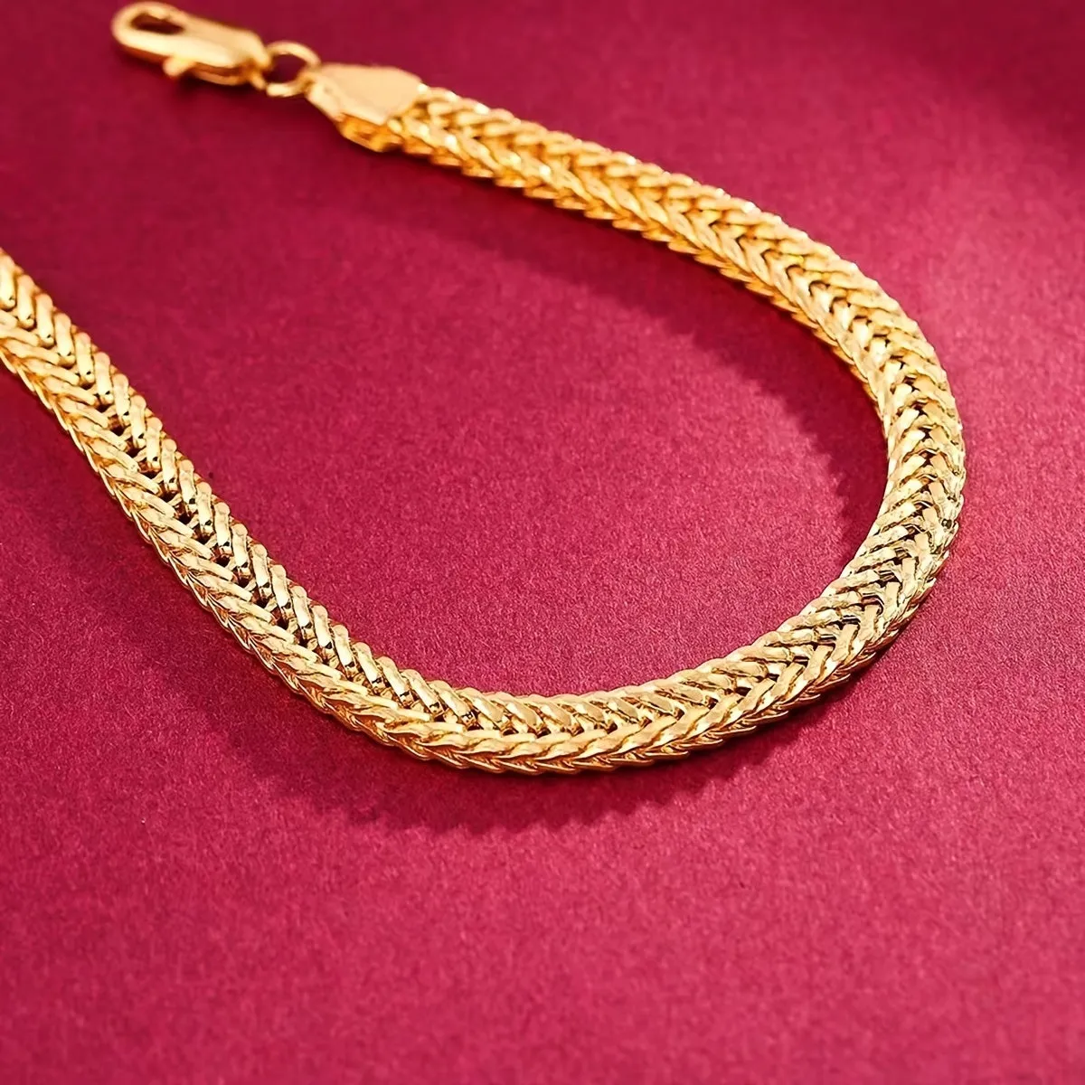Men's Golden Tone Braided Metal Bracelet 8 Inches Stylish Accessory