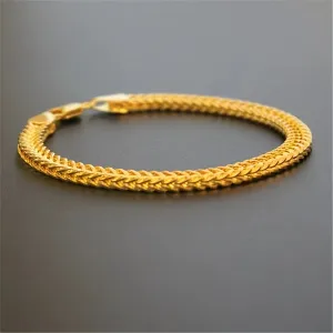 Men's Golden Tone Braided Metal Bracelet 8 Inches Stylish Accessory