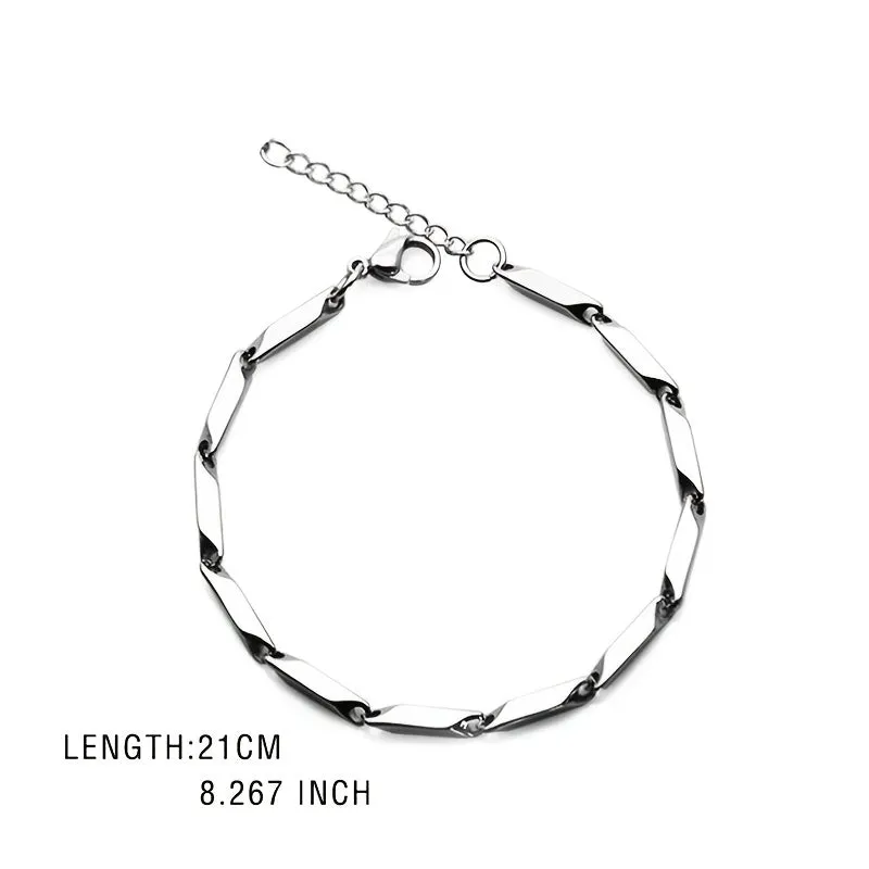 Men's Titanium Steel Rainbow Bracelet Bamboo Leaf Chain