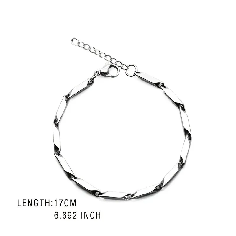 Men's Titanium Steel Rainbow Bracelet Bamboo Leaf Chain