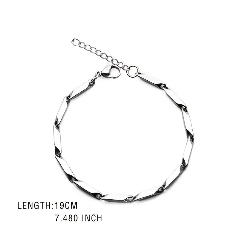 Men's Titanium Steel Rainbow Bracelet Bamboo Leaf Chain