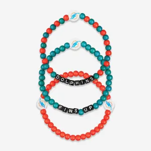 Miami Dolphins 3 Pack Beaded Friendship Bracelet